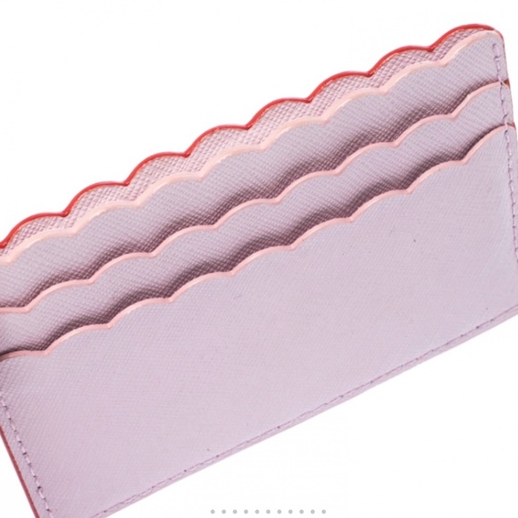 Kate Spade Coral and Pink Morris Lane Leather Card Holder with Scalloped Edge - Picture 4 of 8